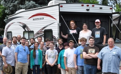 RPG Research volunteers and participants 2017 in front of Wheelchair Friendly RPG Trailer prototype